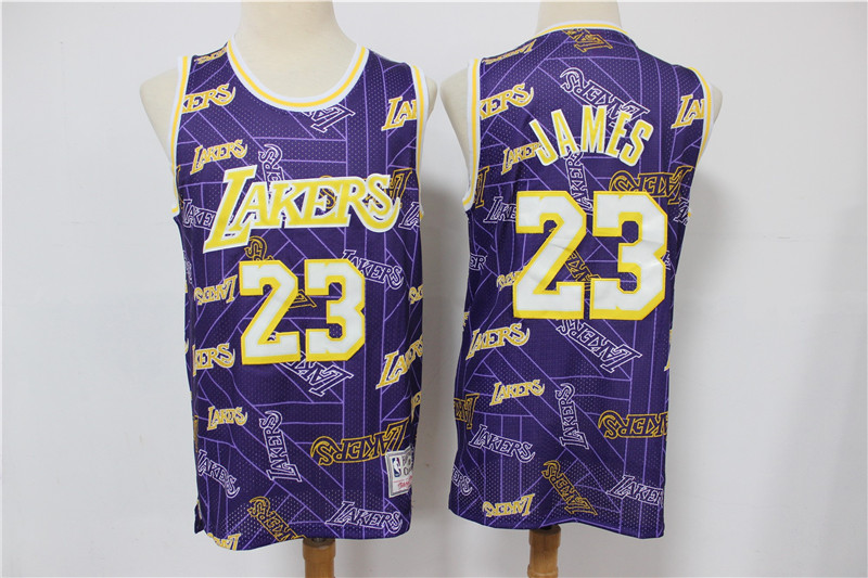 2020 Men Los Angeles Lakers Crershaw #23 James purple Game NBA Jerseys